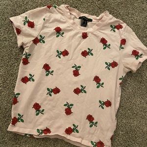 Light pink rose baby tee